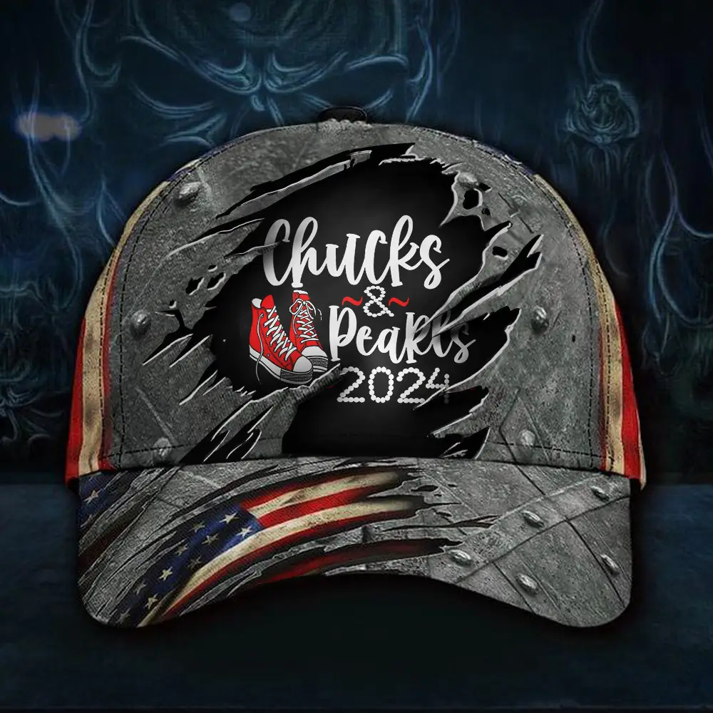 Chucks And Pearls Hat Kamala Harris 2024 Hat Madam President Merchandise