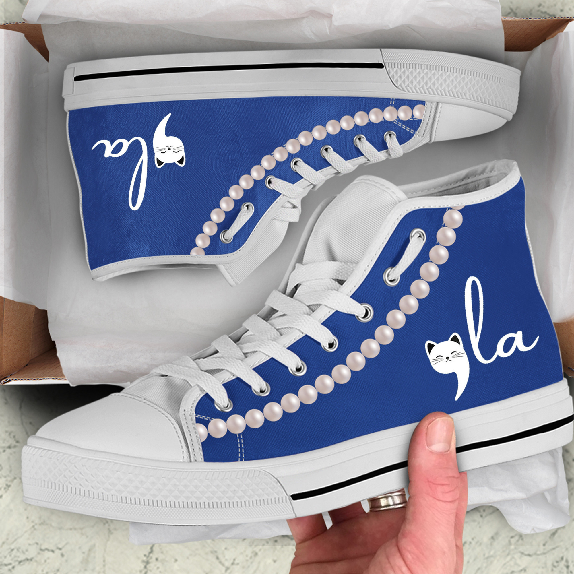 Chucks And Pearls High Top Shoes Comma La Shoes Gifts For Kamala Supporters