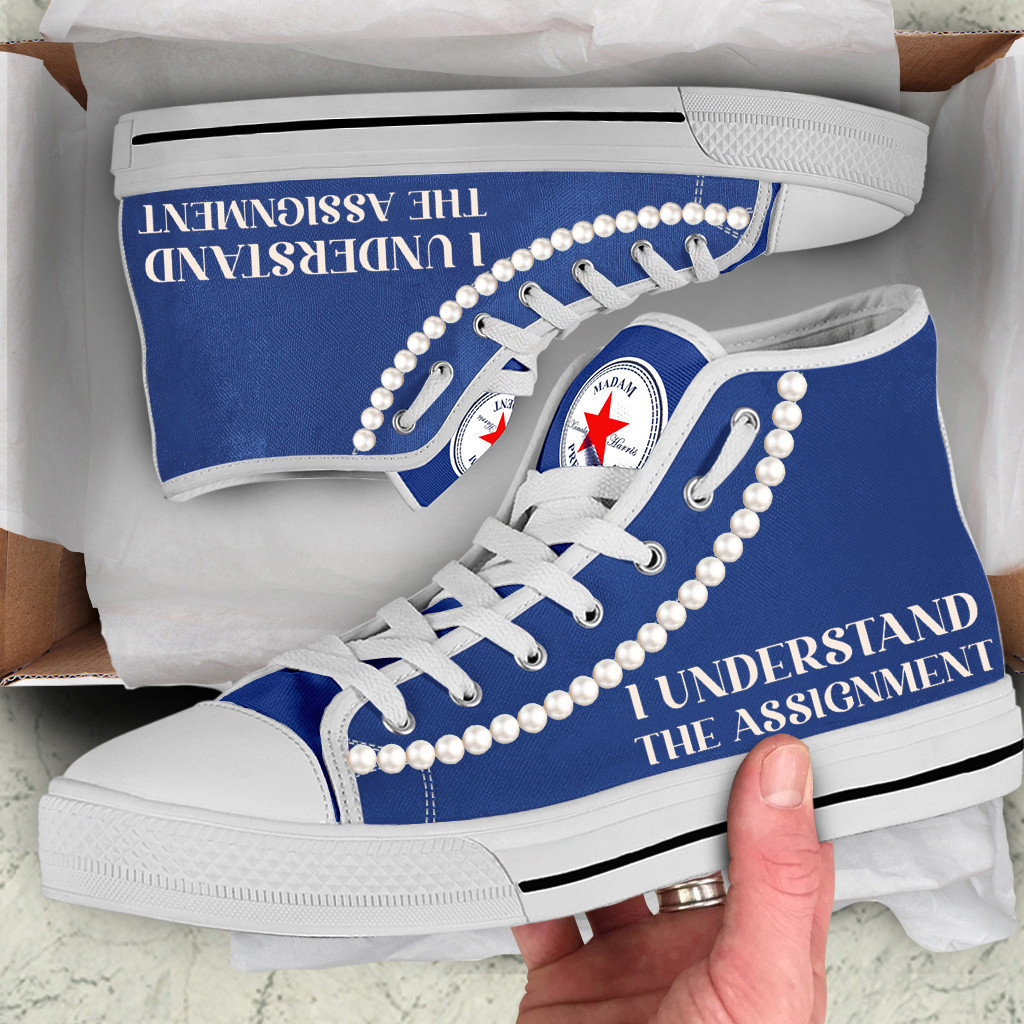 Chucks And Pearls High Top Shoes I Understand The Assigment Vote Blue High Top Sneakers