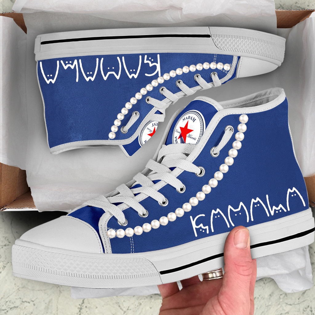 Chucks And Pearls High Top Shoes Kamala Funny Cats Vote Blue High Top Sneakers Chucks And Pearls High Top Shoes Kamala Funny Cats Vote Blue High Top Sneakers - Image 1