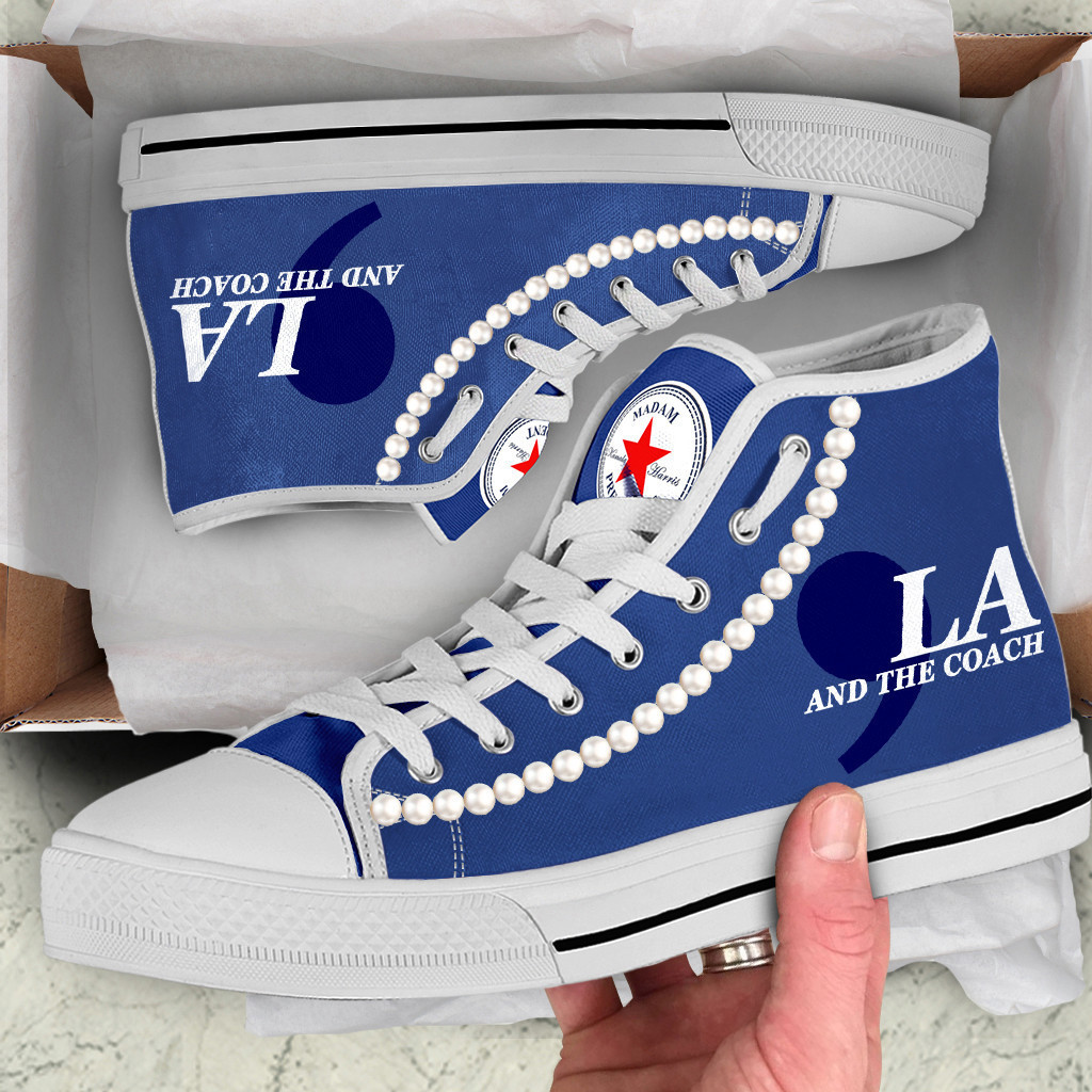 Chucks And Pearls Low Top Shoes Comma La And The Coach USA Vote Blue Low Top Sneakers