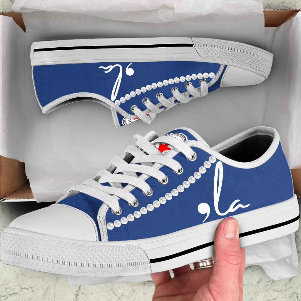 Chucks And Pearls Low Top Shoes Comma La Democrats Vote Blue Low Top Sneakers Chucks And Pearls Low Top Shoes Comma La Democrats Vote Blue Low Top Sneakers - Image 1