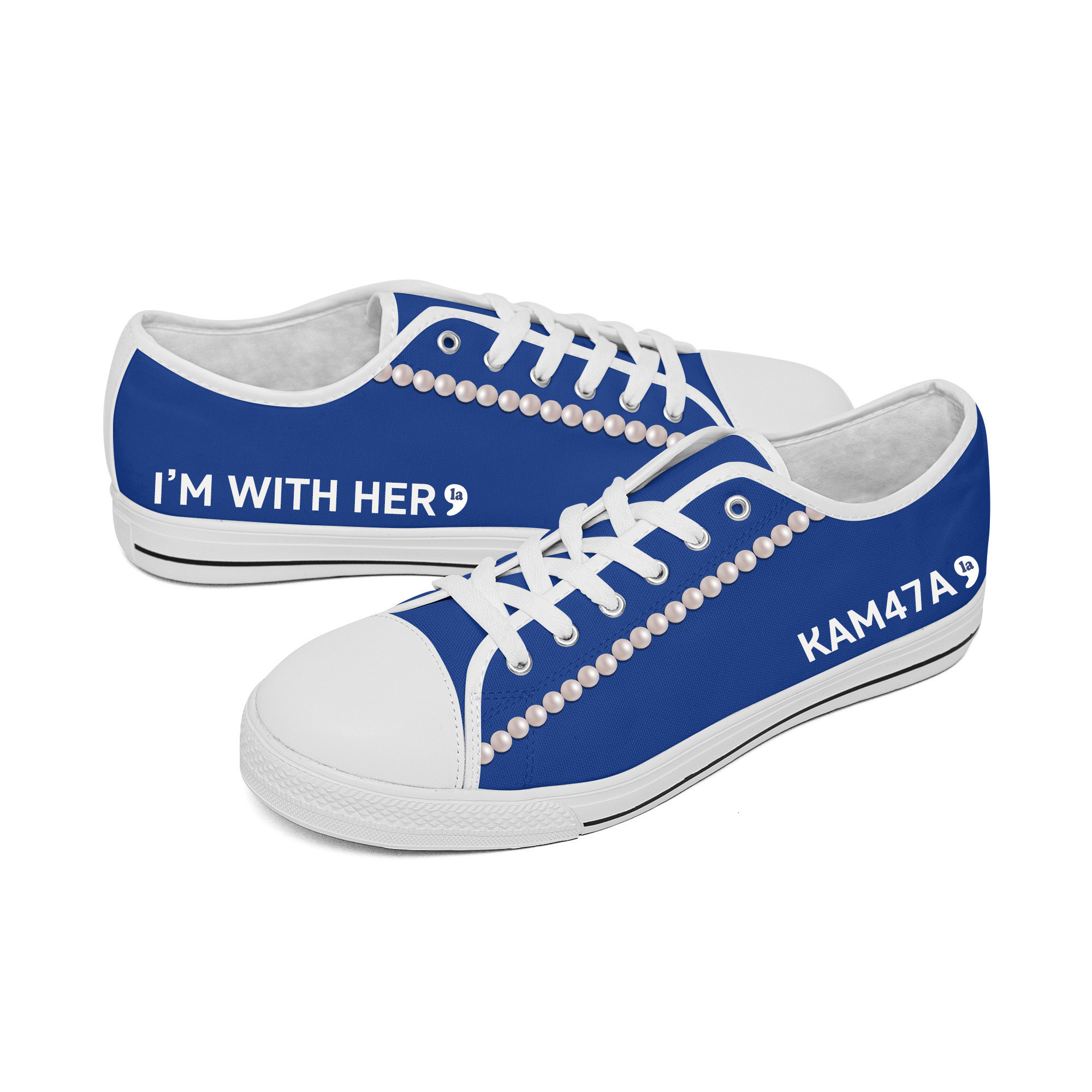 Chucks And Pearls Low Top Shoes Comma La KAM47A Kamala I'm With Her Shoes Chucks And Pearls Low Top Shoes Comma La KAM47A Kamala I'm With Her Shoes - Image 1