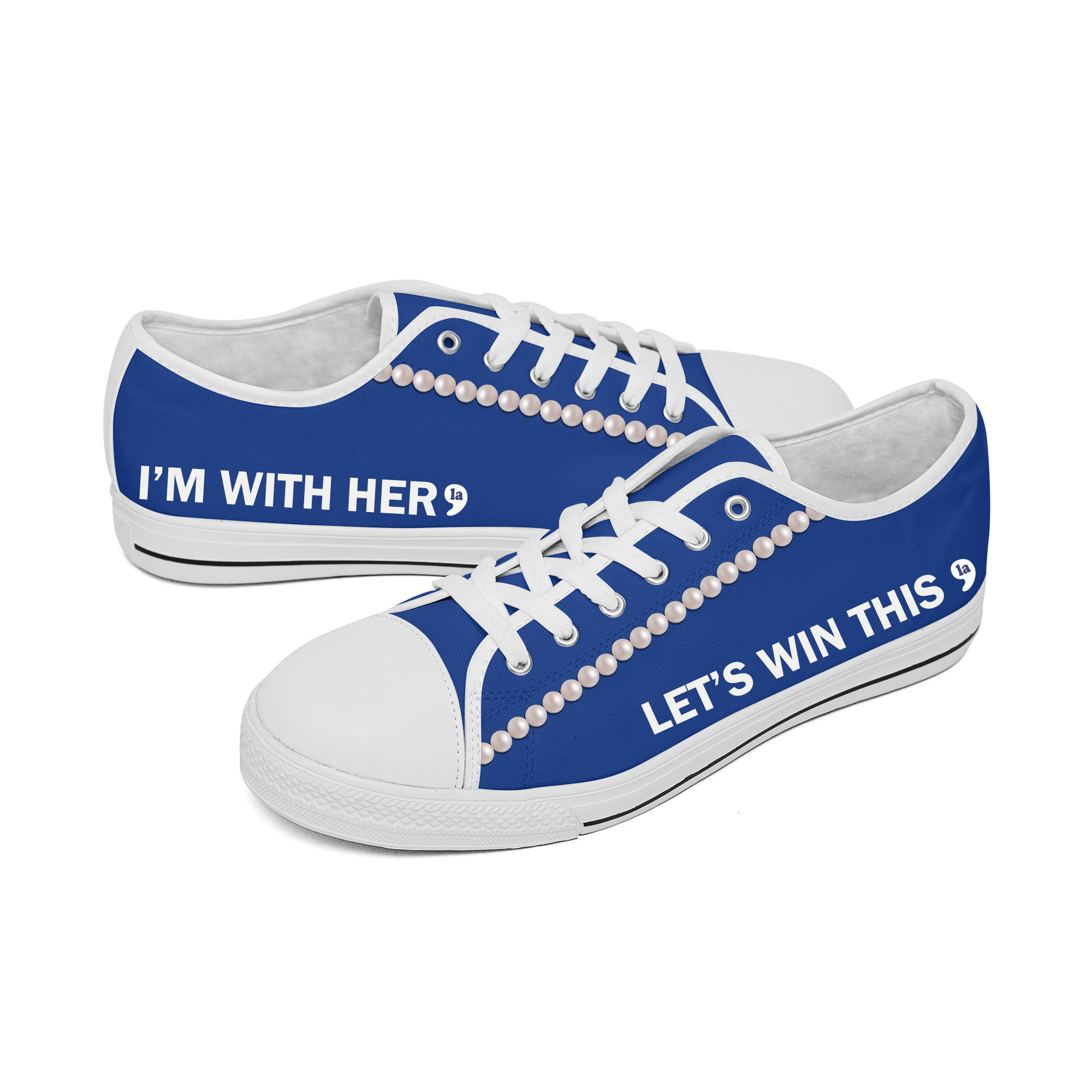 Chucks And Pearls Low Top Shoes Comma La Let's Win This Kamala I'm With Her Shoes Chucks And Pearls Low Top Shoes Comma La Let's Win This Kamala I'm With Her Shoes - Image 1