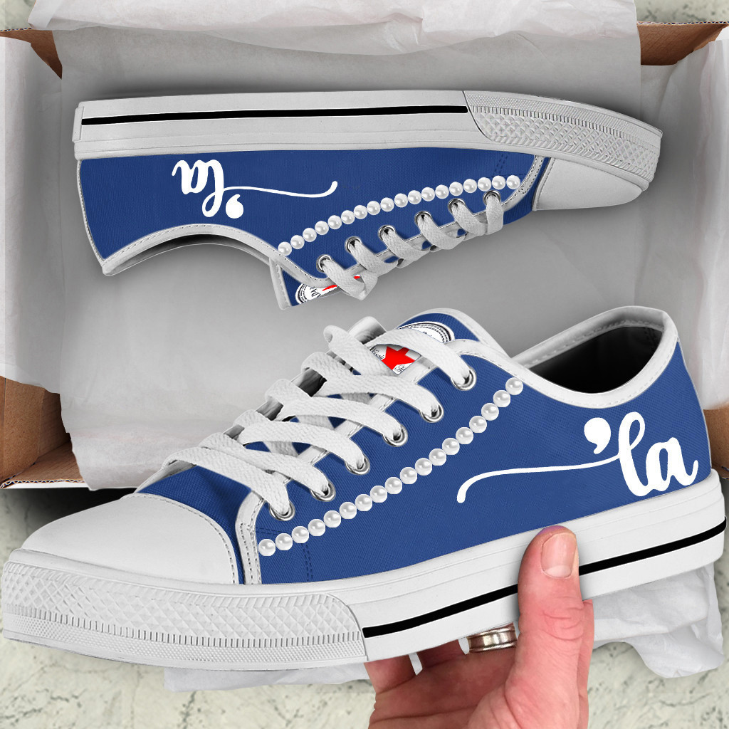 Chucks And Pearls Low Top Shoes Funny Comma La Vote Blue Low Top Sneakers