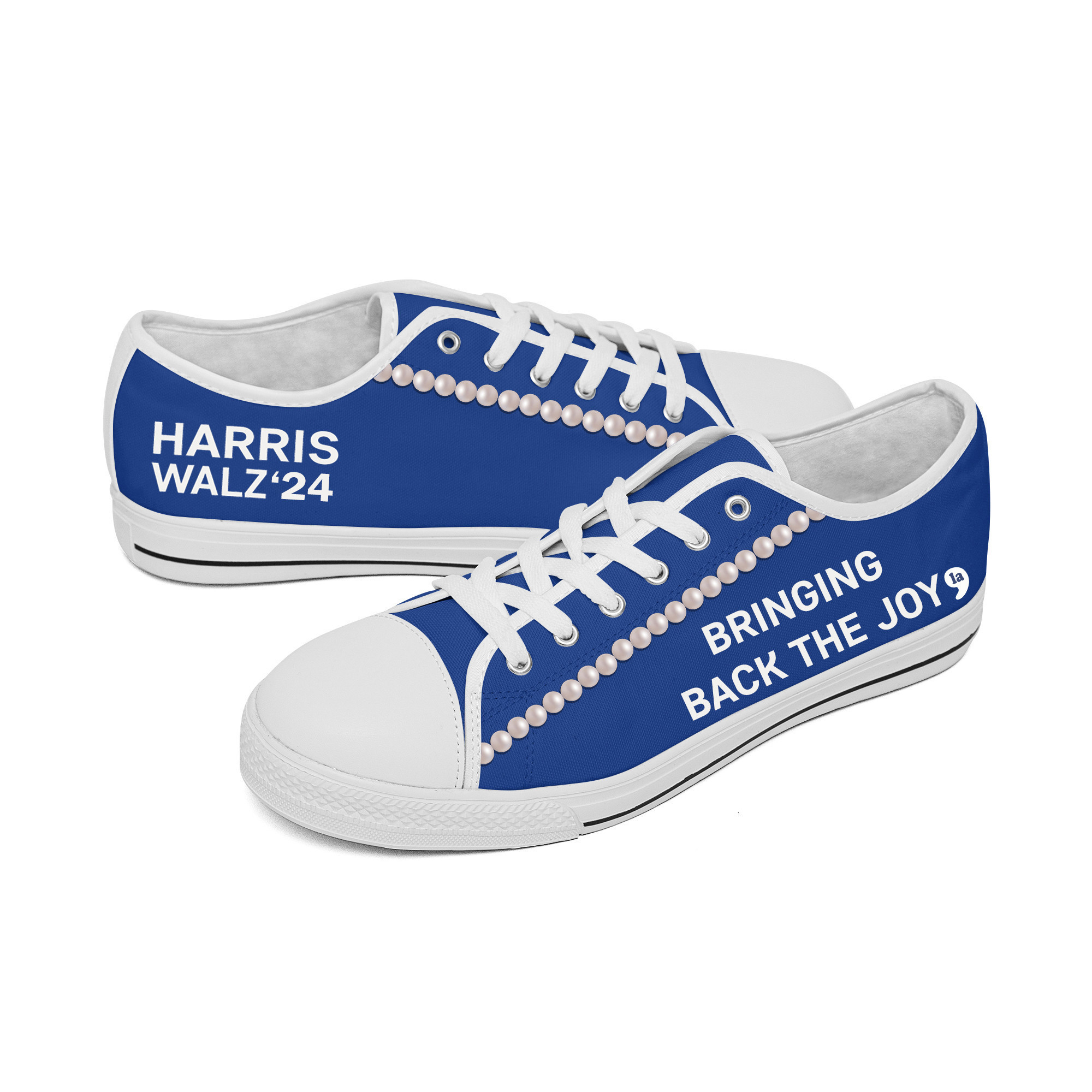 Chucks And Pearls Low Top Shoes Harris Walz '24 Bringing Back The Joy Shoes