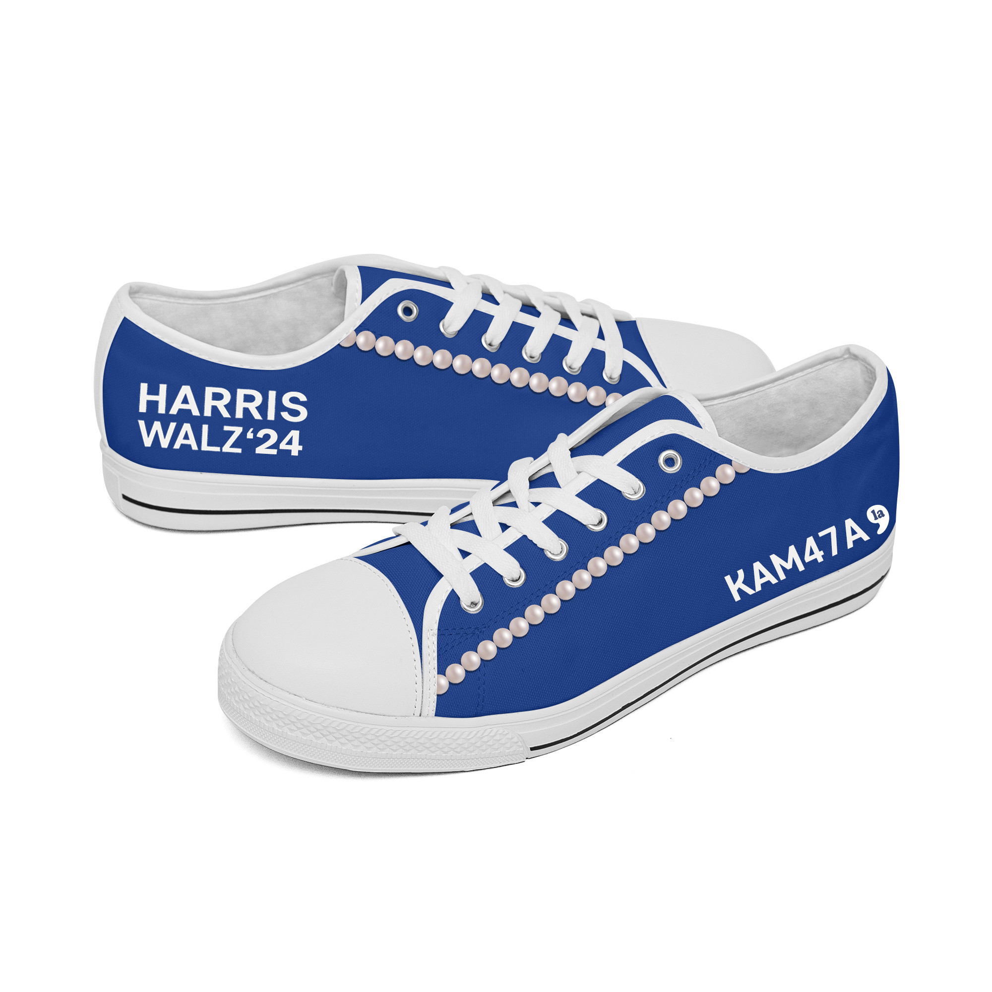 Chucks And Pearls Low Top Shoes Harris Walz '24 KAM47A Comma La Shoes