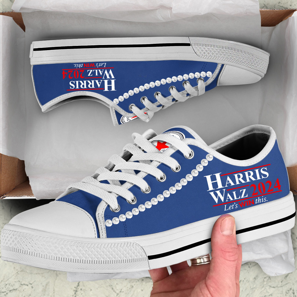 Chucks And Pearls Low Top Shoes Harris Walz '24 Let's Win This Low Top Sneakers