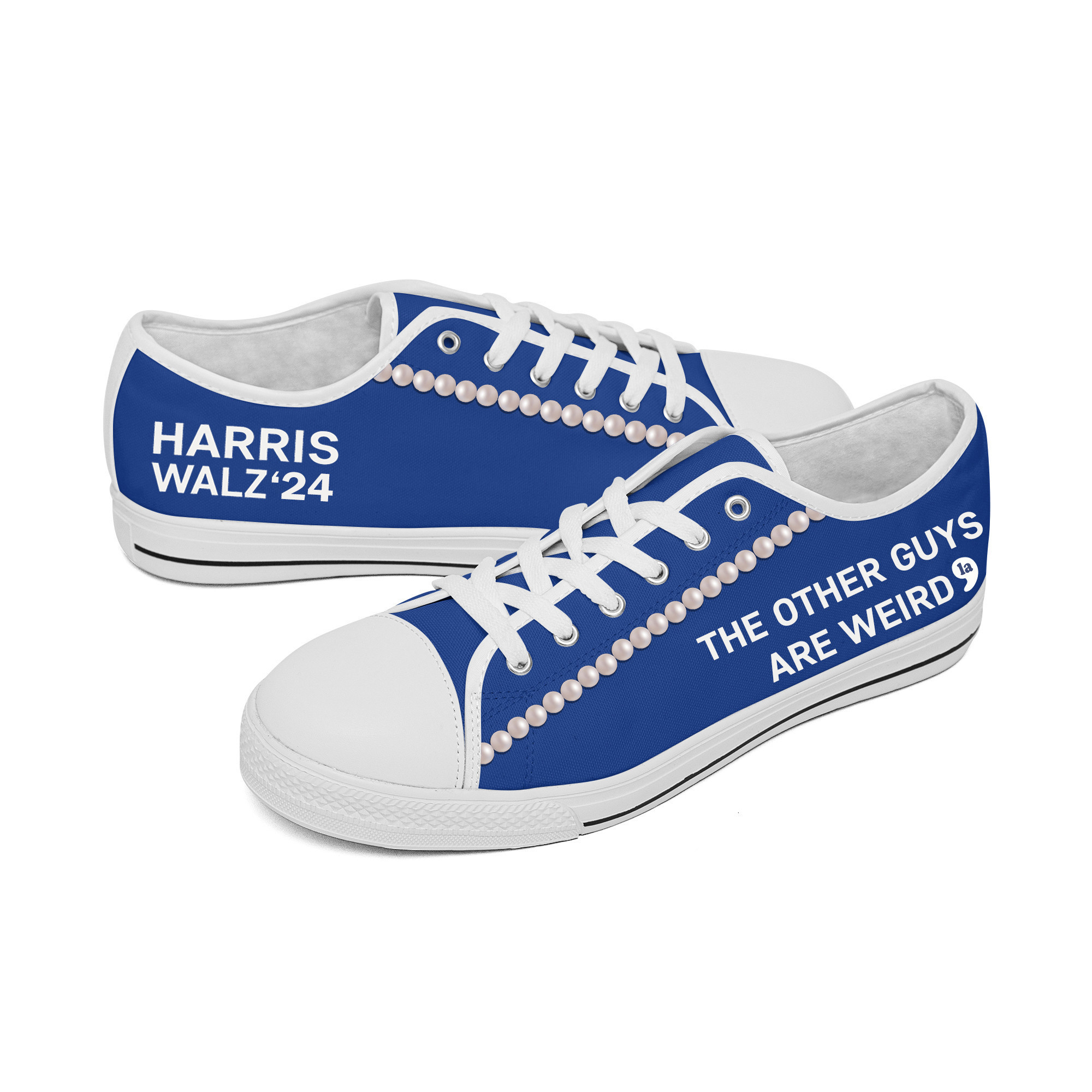 Chucks And Pearls Low Top Shoes Harris Walz '24 The Other Guys Are Weird Comma La Shoes