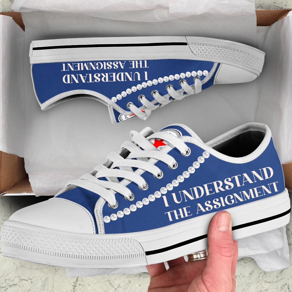 Chucks And Pearls Low Top Shoes I Understand The Assigment Vote Blue Low Top Sneakers