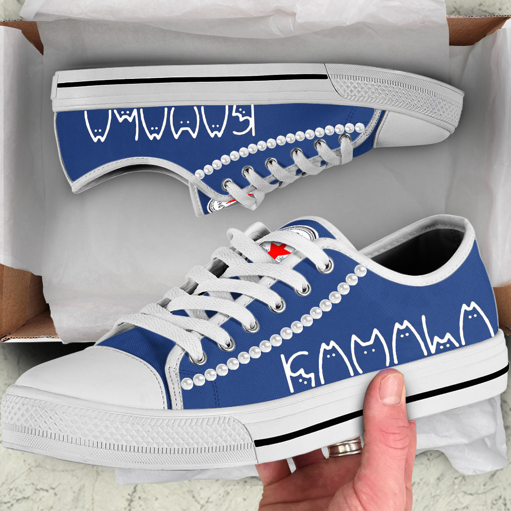 Chucks And Pearls Low Top Shoes Kamala Funny Cats Vote Blue Low Top Sneakers