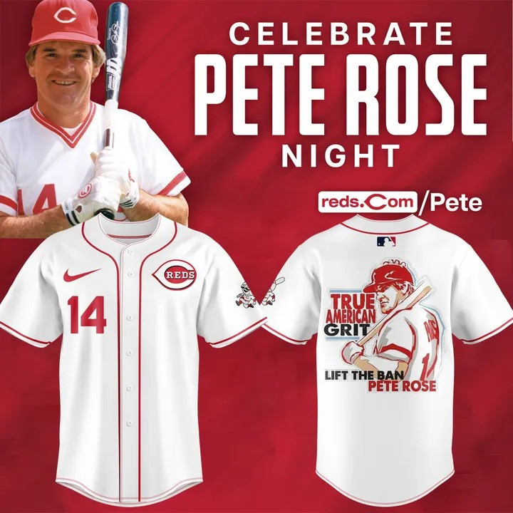 Cincinnati Reds x Pete Rose Night Jersey MLB Merch True American Grit Life The Ban Cincinnati Reds x Pete Rose Night Jersey MLB Merch True American Grit Life The Ban - Image 1