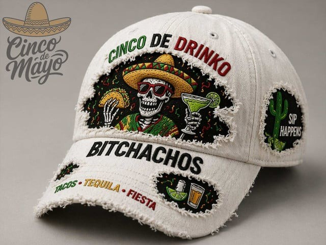 Cinco De Drinko Bitchachos Dad Hat Tacos Tequila Fiesta Baseball Cap Gift For Men Cinco De Drinko Bitchachos Dad Hat Tacos Tequila Fiesta Baseball Cap Gift For Men - Image 1