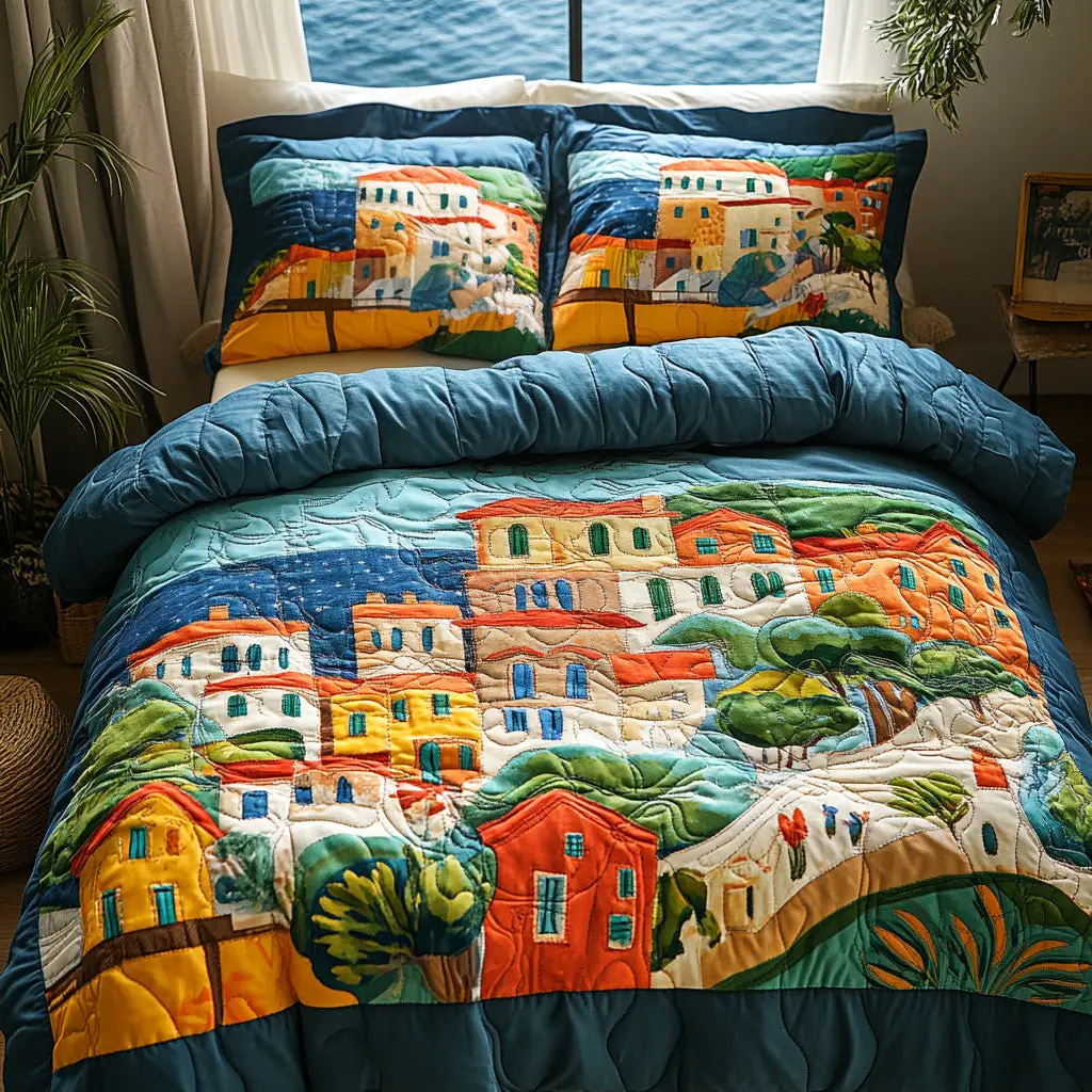 Citrus Villa Quilted Bedding Set Premium Duvet Cover Gift Set for Mom or Grandma