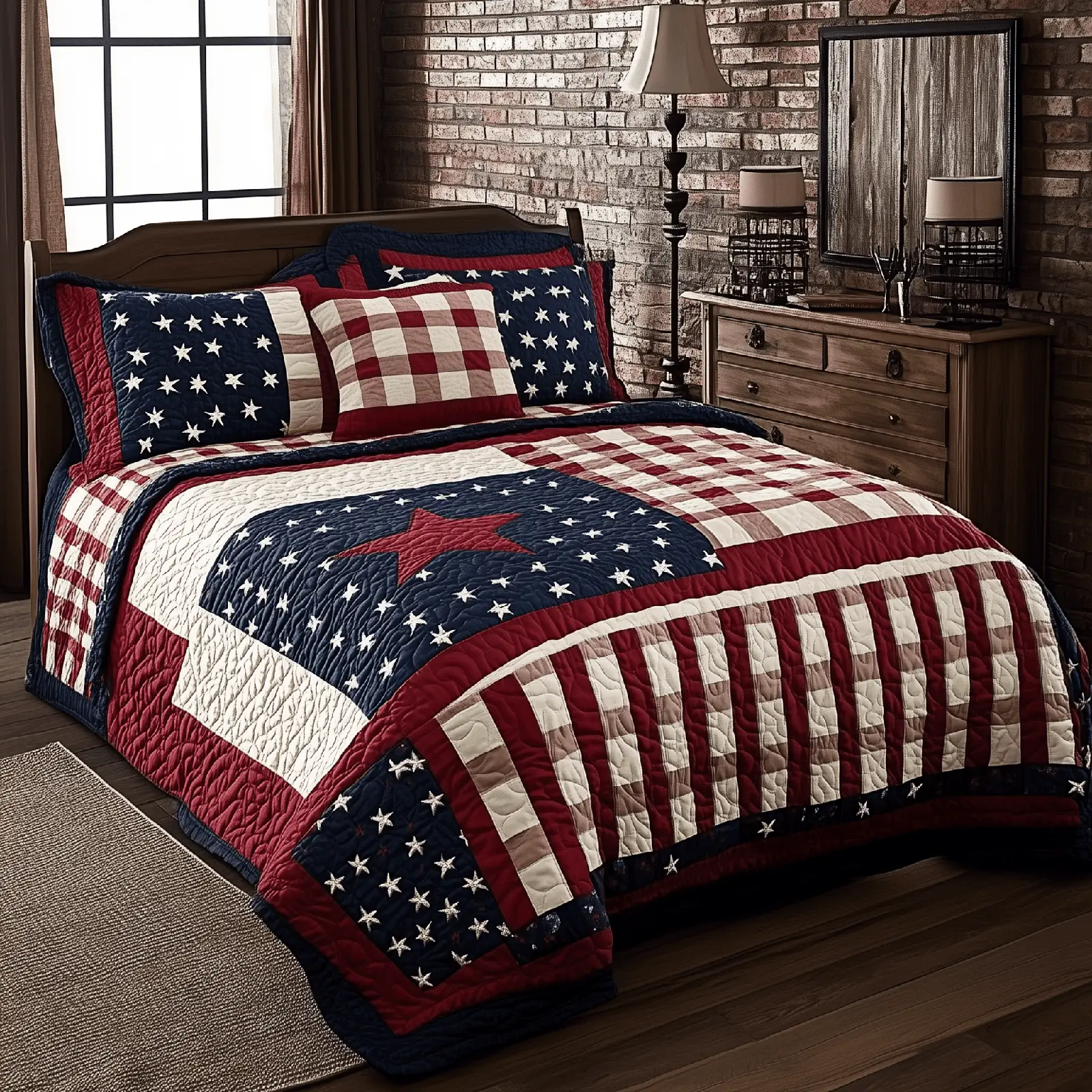 Classic Patriotic Americana Quilted Bedding Set Duvet Cover Queen Best 4Th Of July Gifts Classic Patriotic Americana Quilted Bedding Set Duvet Cover Queen Best 4Th Of July Gifts - Image 1
