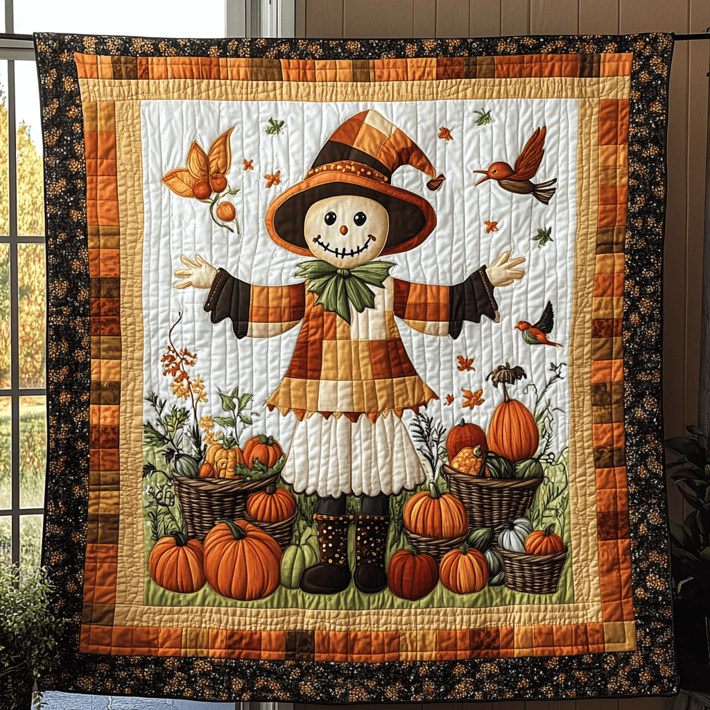 Classic Scarecrow Quilted Blanket Cute Fall Blankets Nice Family Christmas Gifts