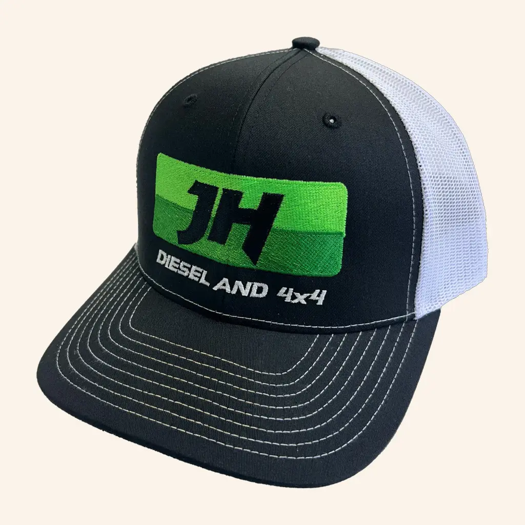 Cleetus McFarland Merch JH's Diesel Black And White Richardson Embroidered Trucker Hat Gifts - Wear&Decor