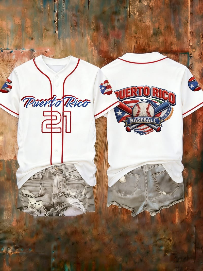 Clemente #21 Puerto Rico Baseball Jersey Puerto Rico WBC 2026 Game Day Outfit Clemente #21 Puerto Rico Baseball Jersey Puerto Rico WBC 2026 Game Day Outfit - Image 1