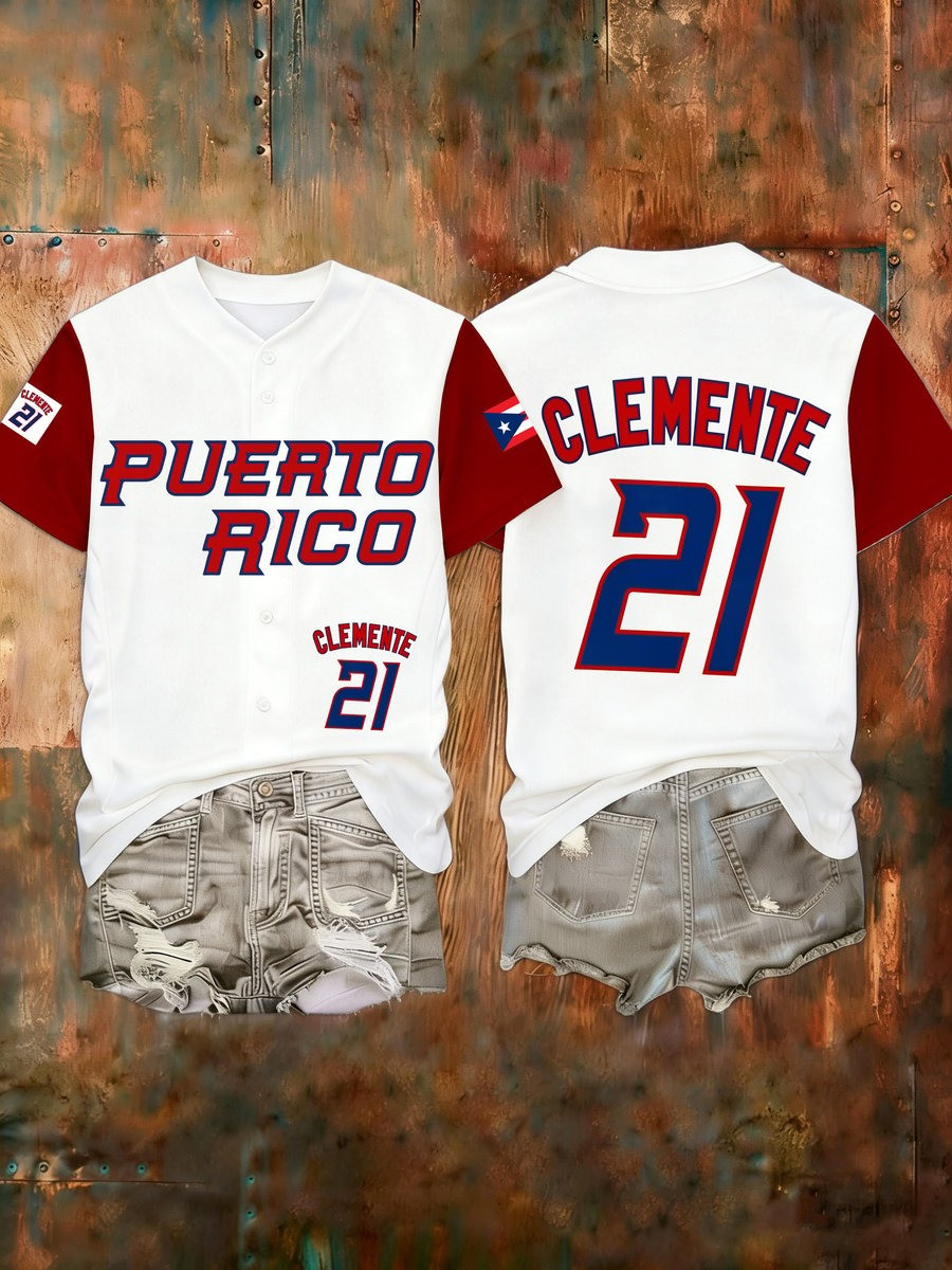 Clemente #21 Puerto Rico Baseball Jersey Unisex WBC 2026 Clothes Game Day Outfit