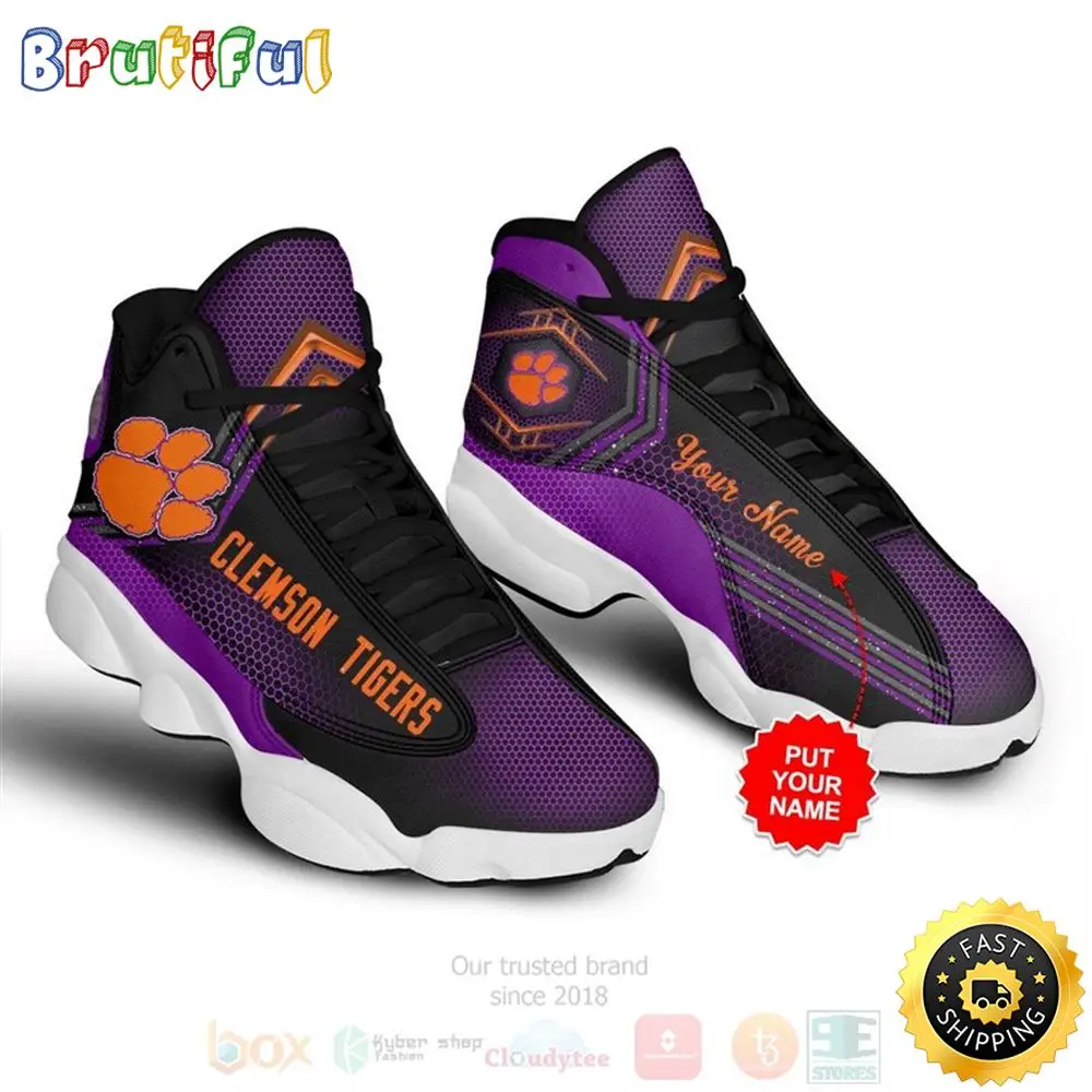 Clemson Tigers Nfl Football Custom Name Air Jordan 13 Shoes