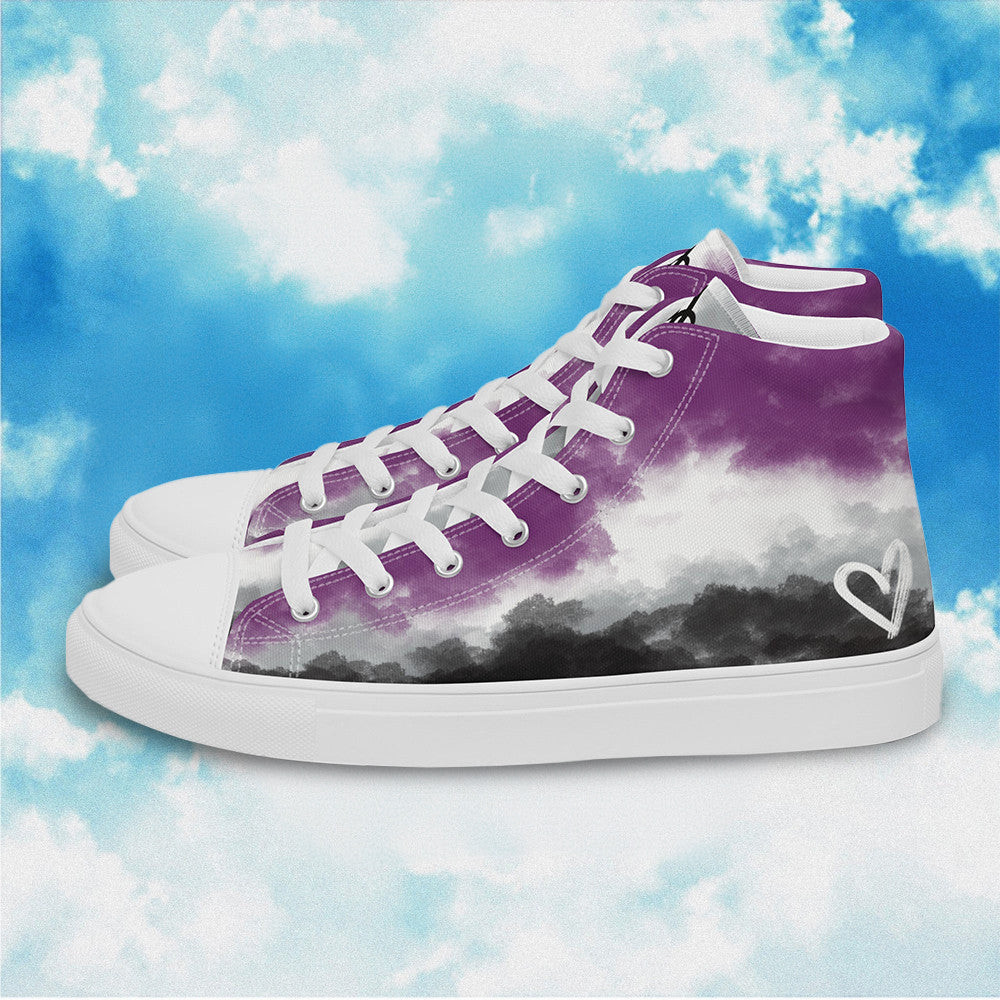 Cloudy Asexual High Top Shoes Subtle LGBT Pride Watercolor Shoes Demisexual Sneakers -WearandDecor