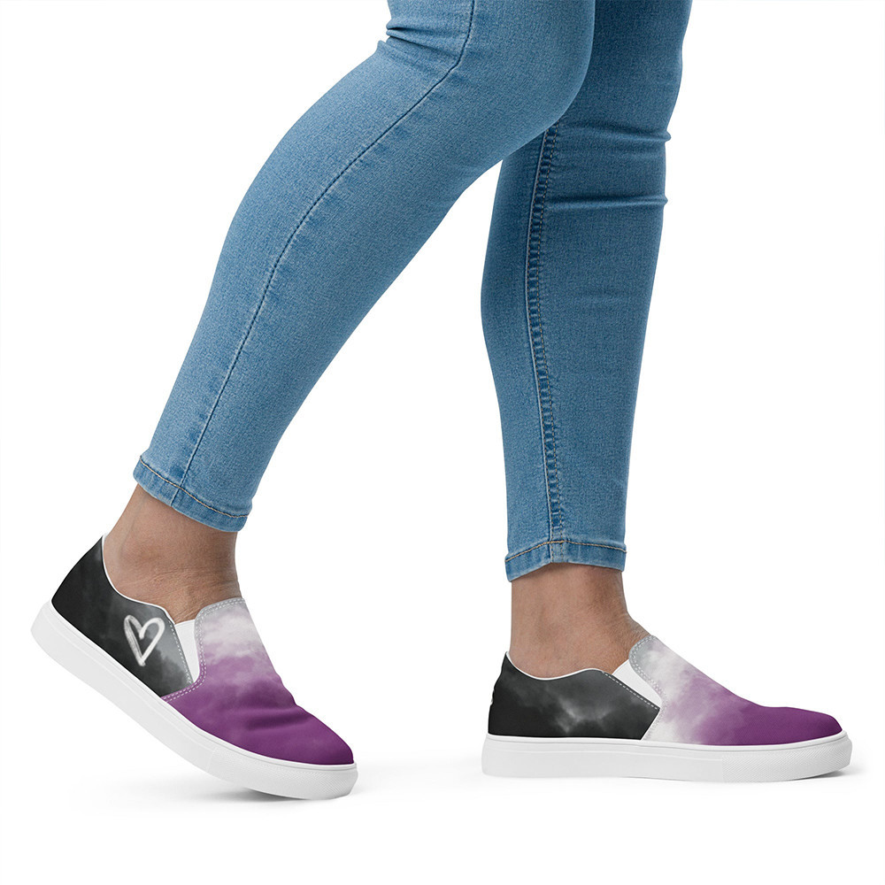Cloudy Asexual Slip On Sneakers Subtle LGBT Pride Watercolor Shoes Demisexual Sneakers