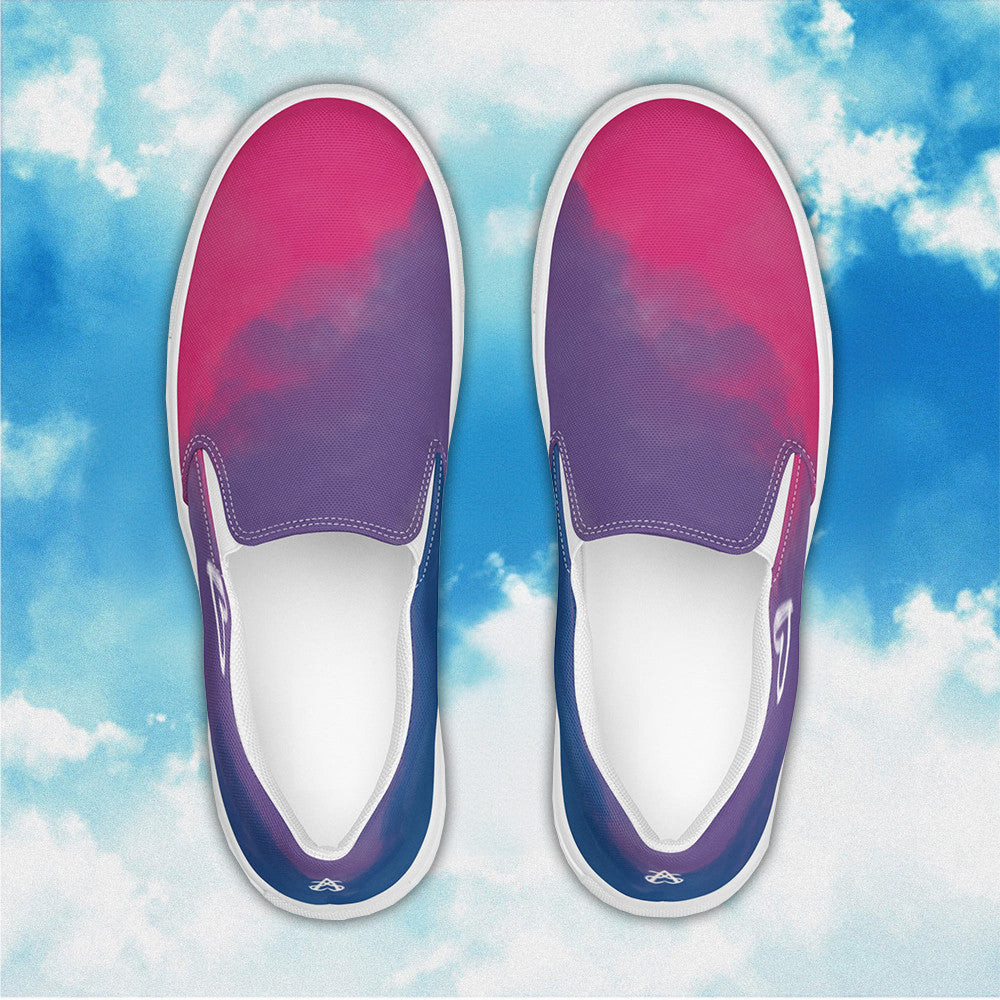 Cloudy Bisexual Slip On Sneakers Bisexual LGBT Pride Shoes LGBTQ Sneakers Men Women -WearandDecor