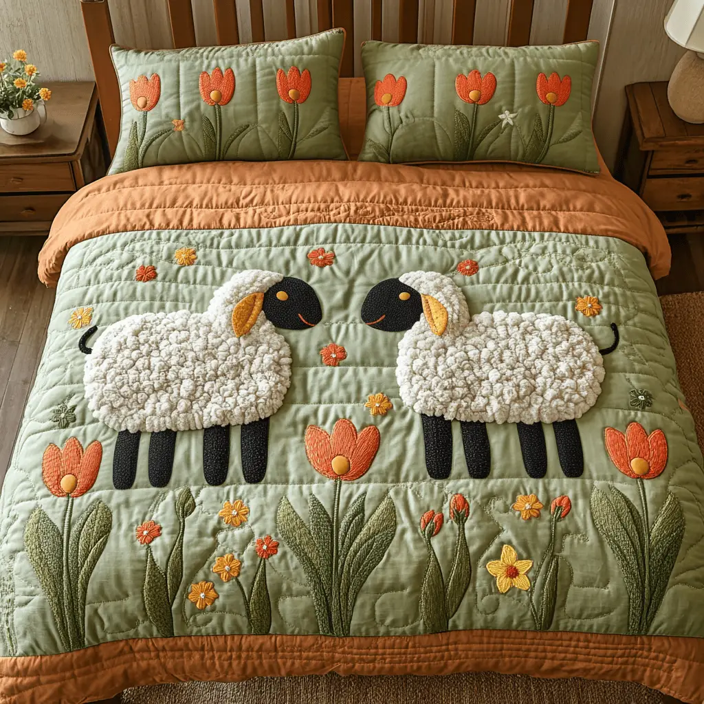 Cloudy Comfort Quilted Bedding Set Bed Decorations Novelty Sheep Gifts Cloudy Comfort Quilted Bedding Set Bed Decorations Novelty Sheep Gifts - Image 1