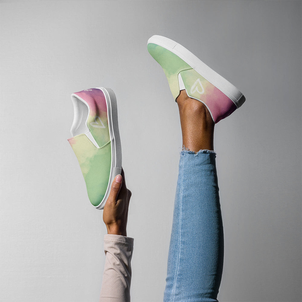 Cloudy Genderfae Slip On Sneakers LGBTQ Pride Sneakers Genderfae Shoes Gifts For Him Her -WearandDecor