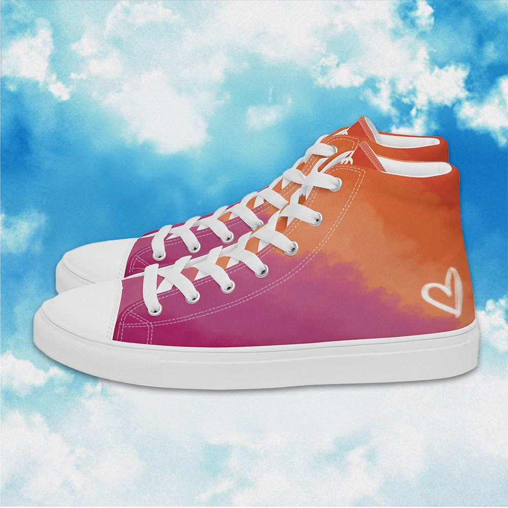 Cloudy Lesbian High Top Shoes Lesbian Pride LGBTQ Shoes Human Rights Sneakers -WearandDecor