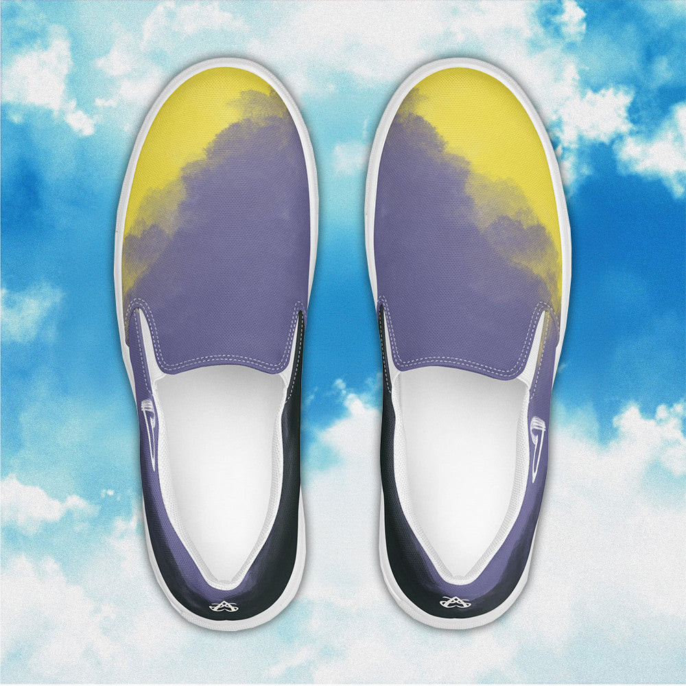 Cloudy Non Binary Slip On Sneakers LGBTQ Pride Non Binary Shoes Human Right Campaign Merch -WearandDecor