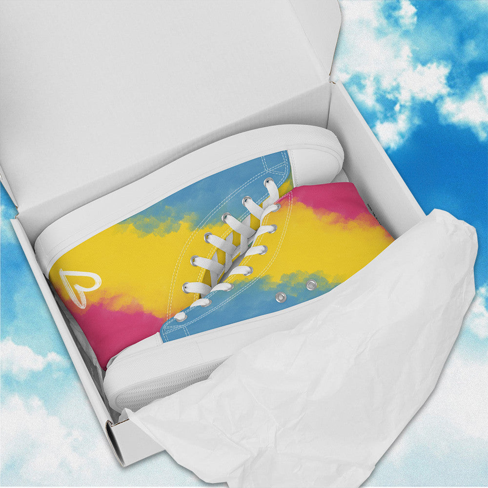Cloudy Pansexual High Top Shoes LGBTQ Pride Human Rights Campaign Shoes Non Binary Merch -WearandDecor