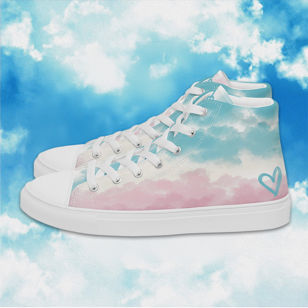 Cloudy Transgender Pride High Top Shoes LGBTQ+ Pride Transgender Shoes Human Rights Merch Cloudy Transgender Pride High Top Shoes LGBTQ+ Pride Transgender Shoes Human Rights Merch - Image 1