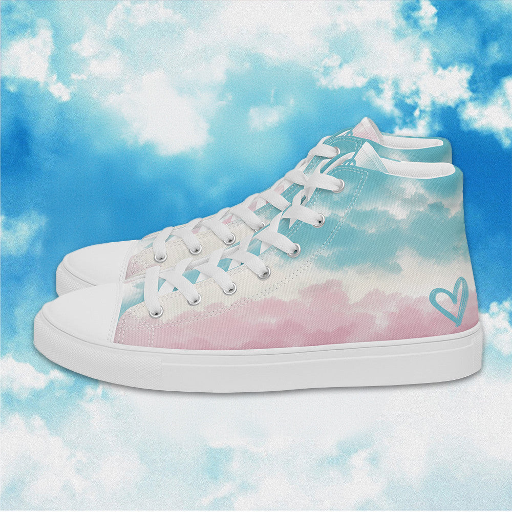Cloudy Transgender Pride High Top Shoes LGBTQ+ Pride Transgender Shoes Human Rights Merch -WearandDecor