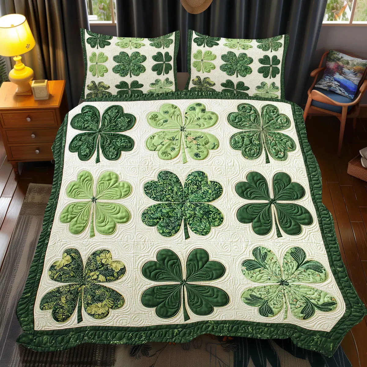 Clover Bliss Duvet Cover Set Quilt Bedding Set Bedspread Cute St Patricks Day Present Ideas