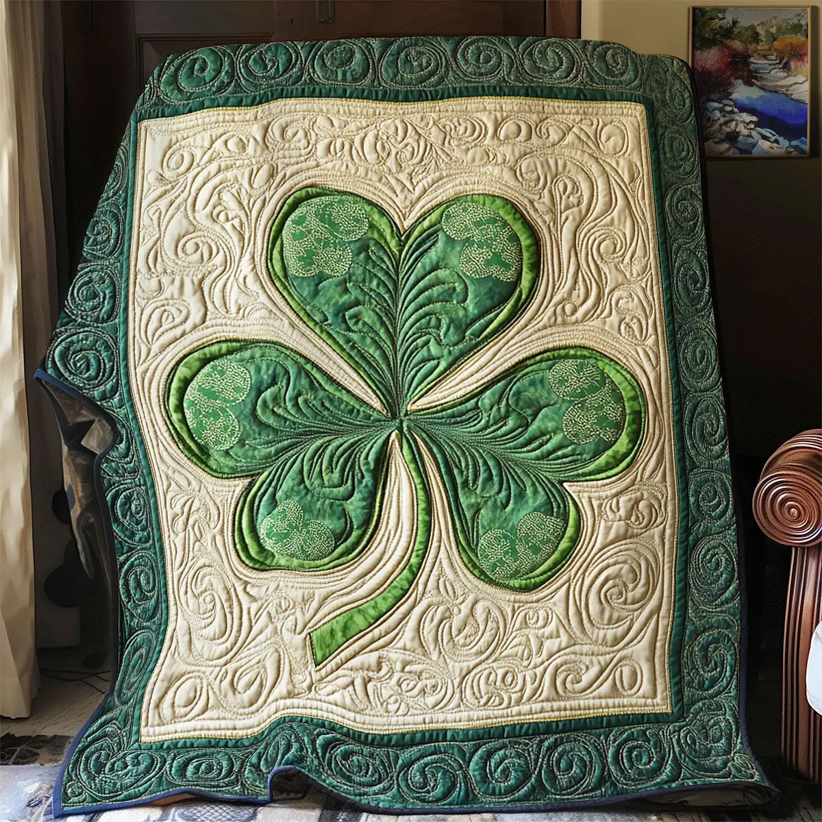 Clover Irish Quilted Blanket Aesthetic Home Decor St Patrick's Day Gifts For Papa
