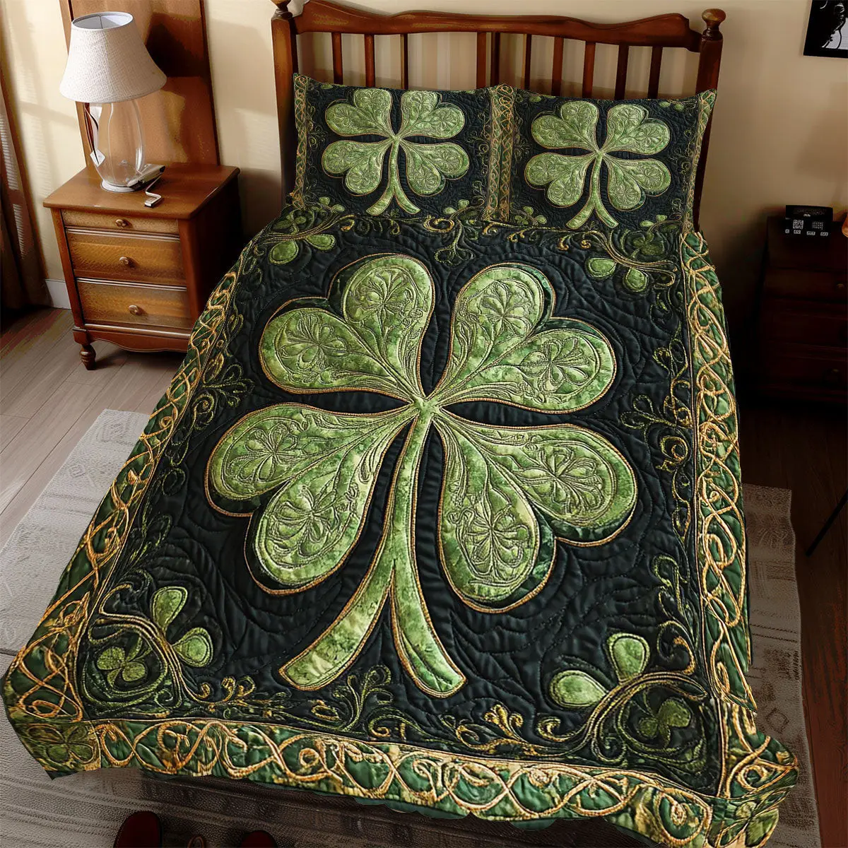 Clover Lucky Duvet Cover Set Quilt Bedding Set Bedspread Unique St Patrick'S Day Gifts Clover Lucky Duvet Cover Set Quilt Bedding Set Bedspread Unique St Patrick'S Day Gifts - Image 1