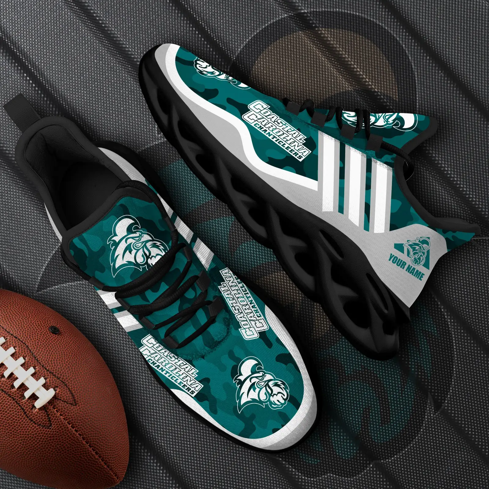 Coastal Carolina Chanticleers Black Max Soul Shoes 2026 Versions Custom Name 466
