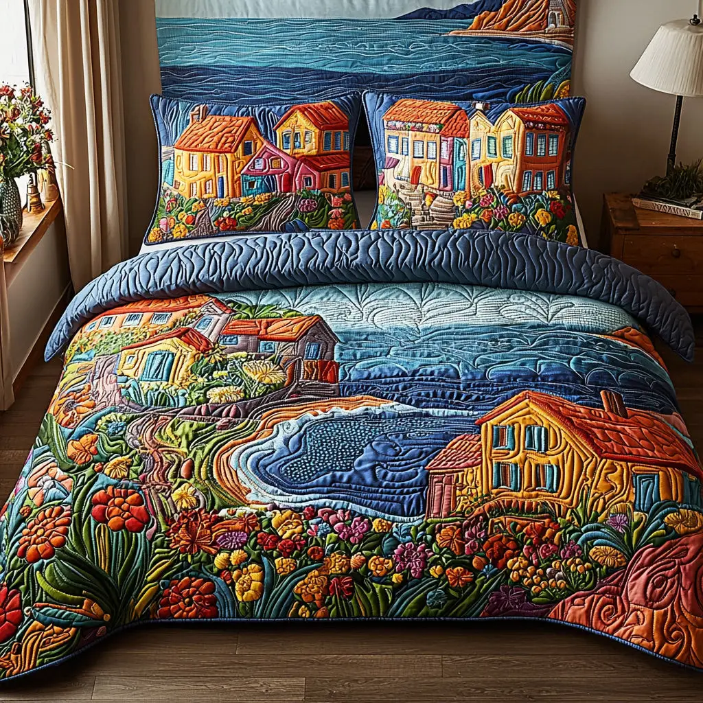 Coastal Charm Quilted Bedding Set Special Home Gift Idea for Comfortable Living