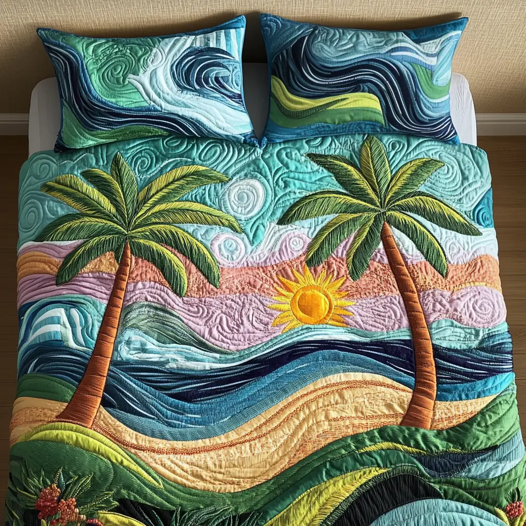 Coastal Glow Quilted Bedding Set Cozy Comforter Set for Winter Warmth