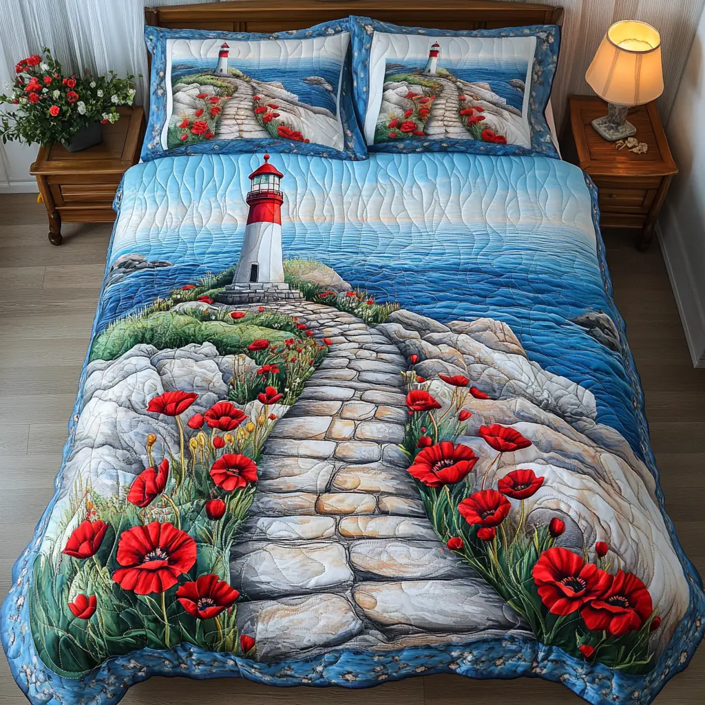 Coastal Lighthouse Quilted Bedding Set Exclusive Bedding Gift Set for Luxury Sleep Coastal Lighthouse Quilted Bedding Set Exclusive Bedding Gift Set for Luxury Sleep - Image 1