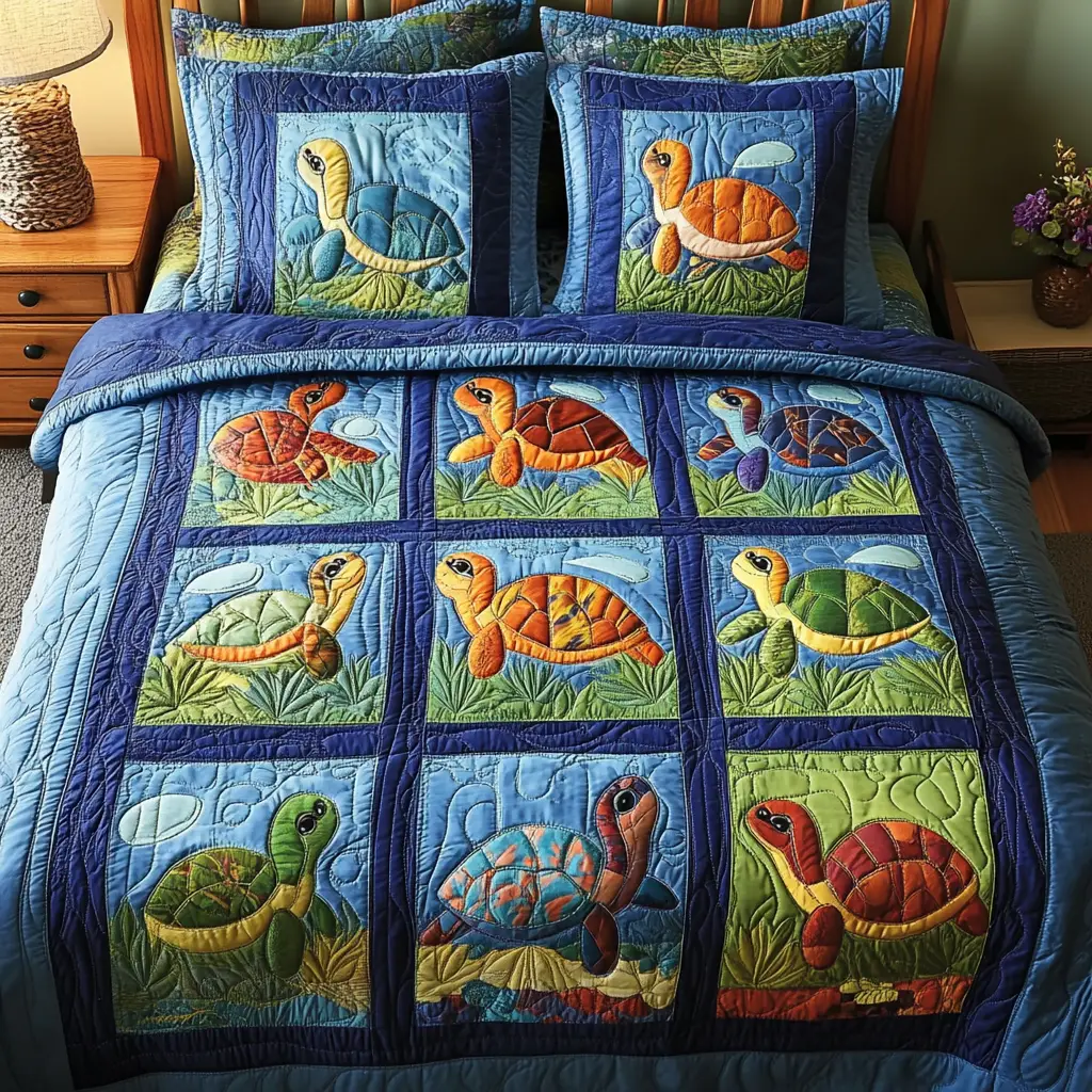 Coastal Retreat Quilted Bedding Set Bedroom Decorations Sea Turtle Stuff Coastal Retreat Quilted Bedding Set Bedroom Decorations Sea Turtle Stuff - Image 1