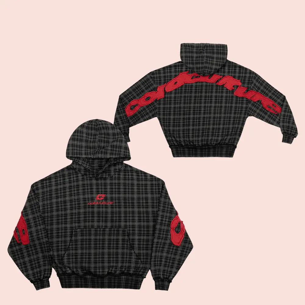 Cold Culture Hoodie Tartan Hoodie Black Grey And Red Cold Culture Clothing Gifts Ideas