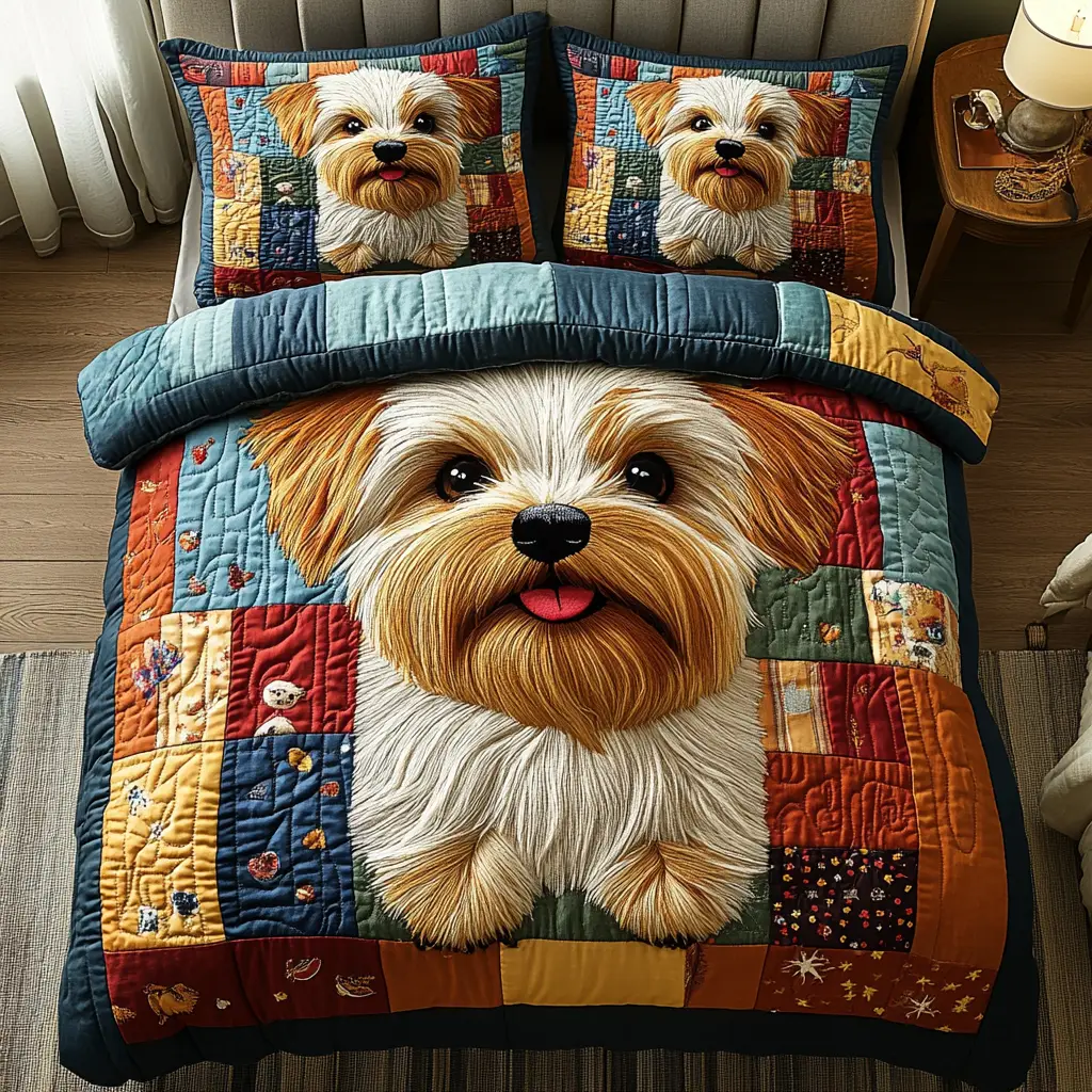 Color Pup Quilted Bedding Set High-Quality Cotton Bedding Set for Deep Sleep