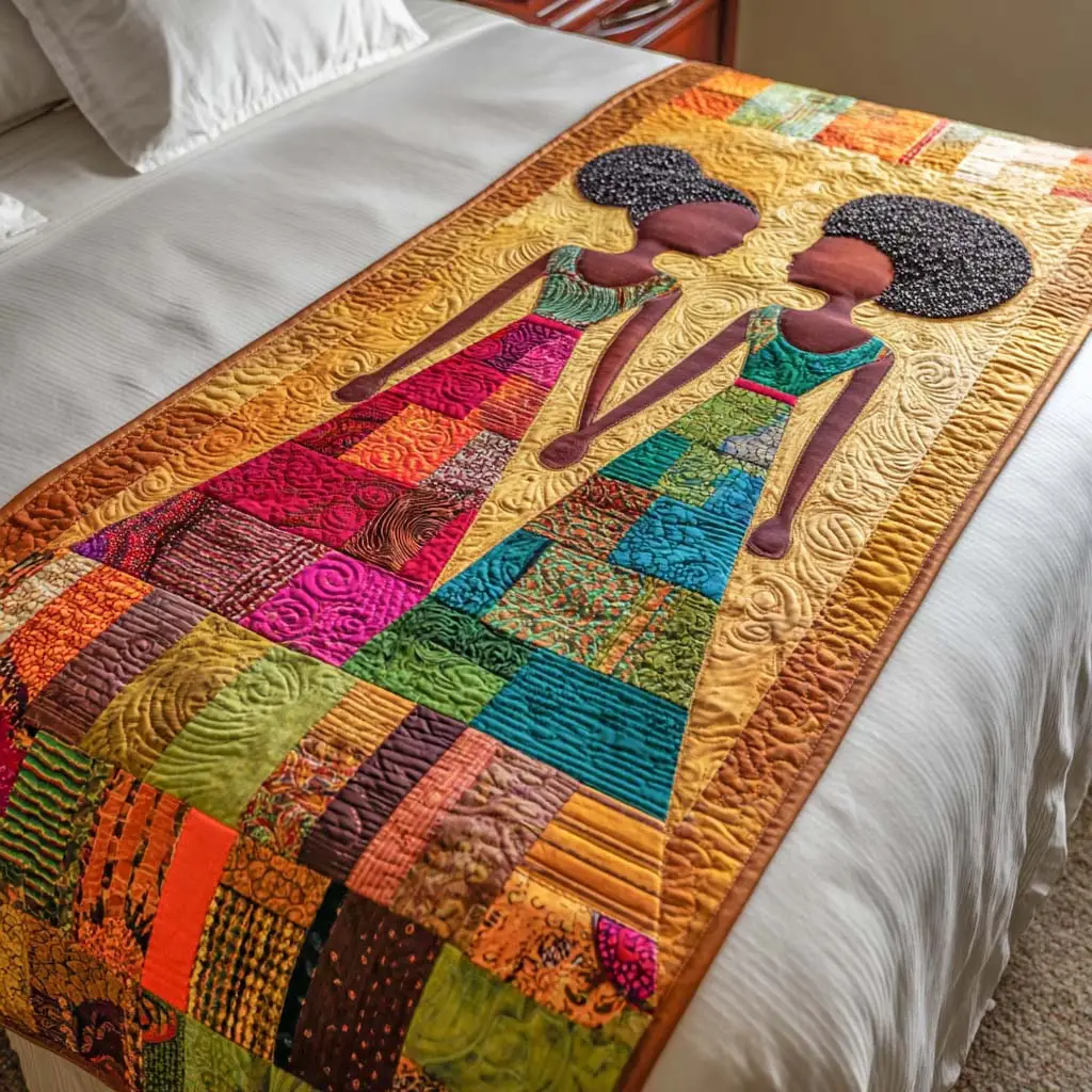 Color Weavers Quilted Bed Runner Color Weavers Pattern Artistic Home Gift