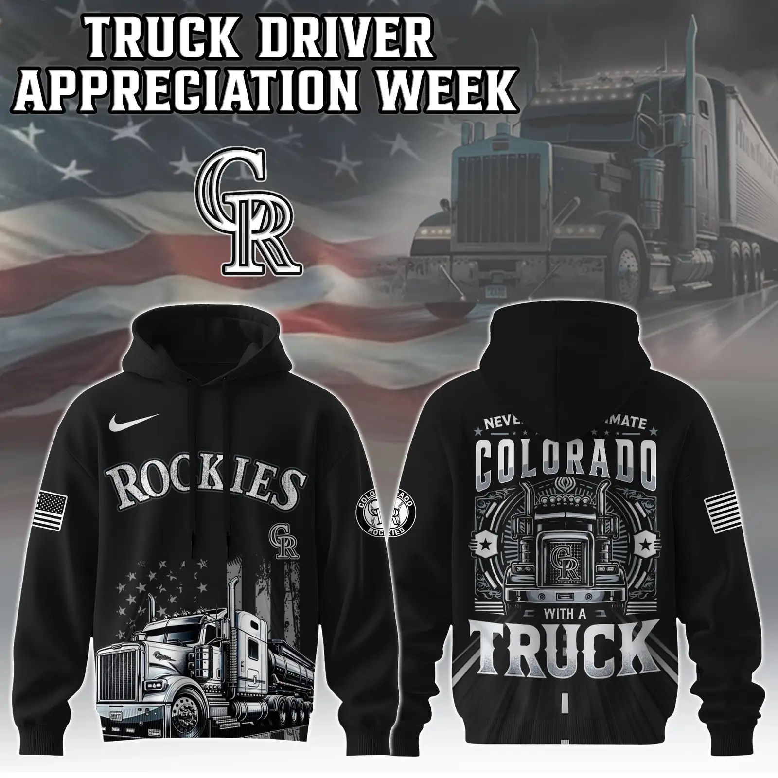 Colorado Rockies Truck Driver Appreciation Week Hoodie Trucker Baseball Lovers Fan Merch