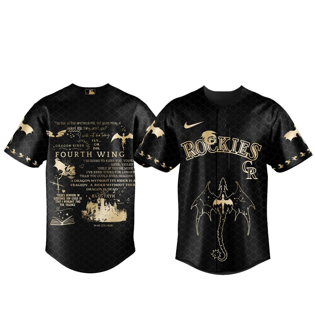 Colorado Rockies x Fourth Wing Night 2026 Gold Black Baseball Jersey