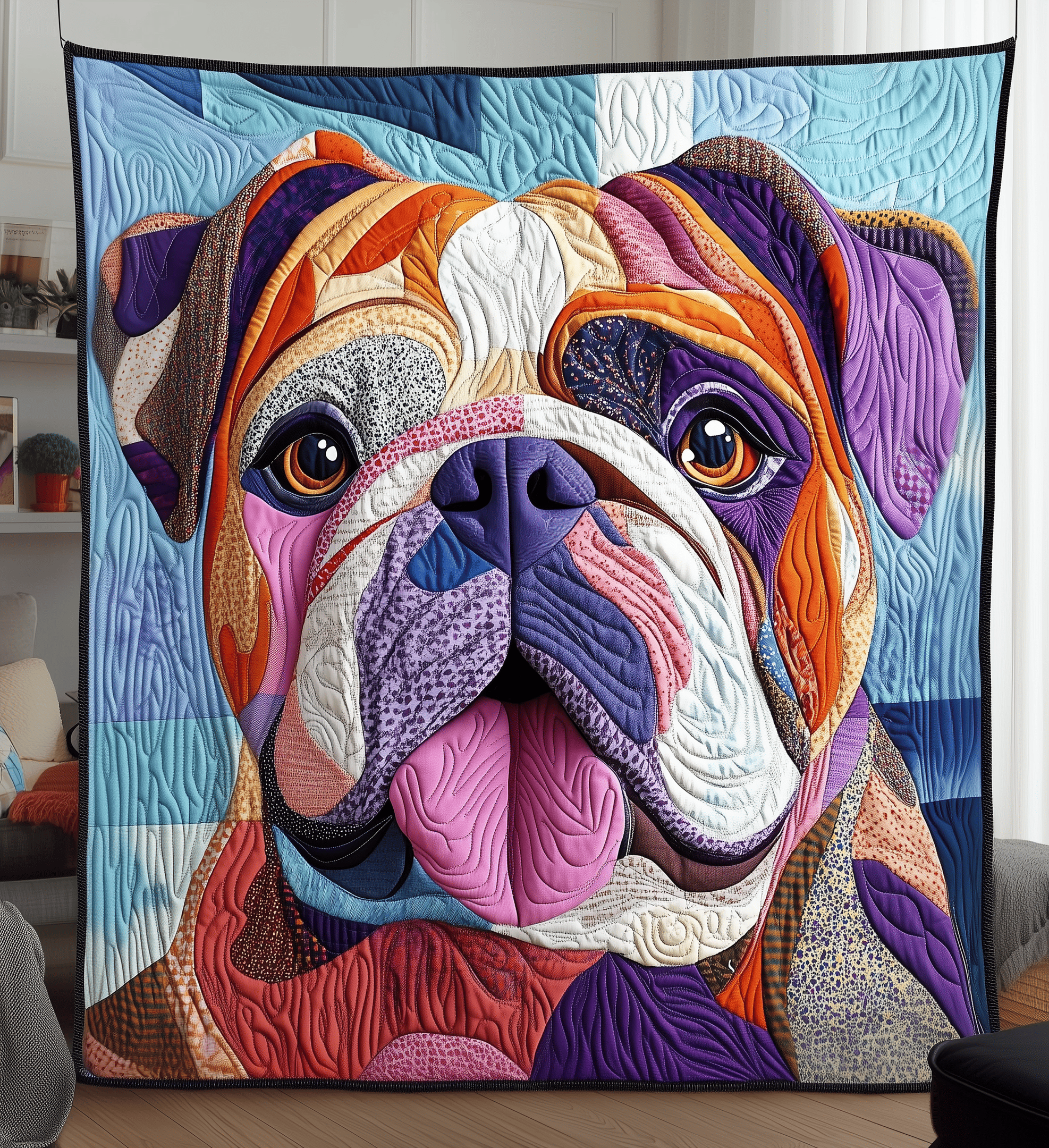Colorful Bulldog Quilted Blanket Bedding Ideas Valentines Gift Idea For Girlfriend