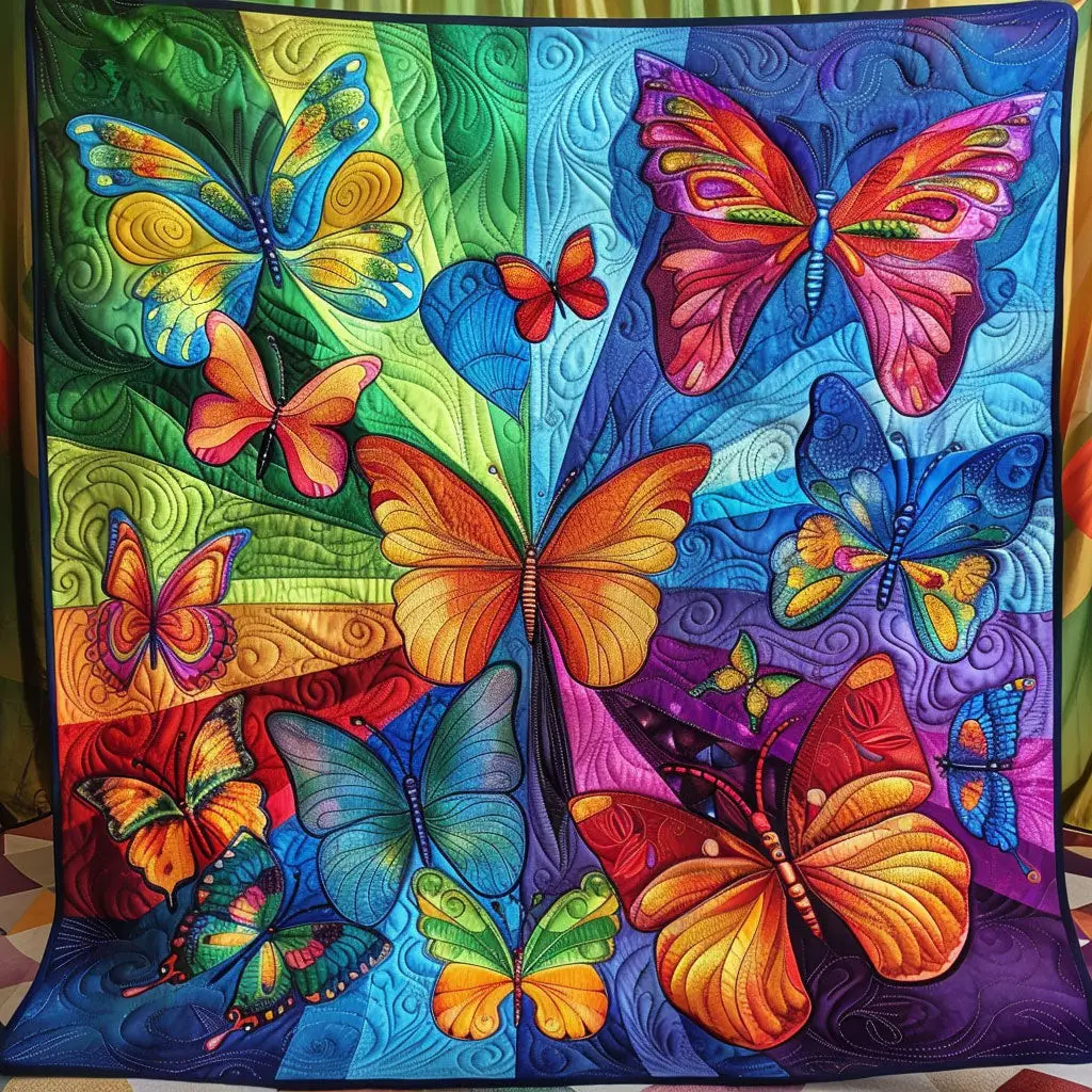 Colorful Butterfly Quilt Best Throw Blanket Good Gifts For Dads 50Th Birthday