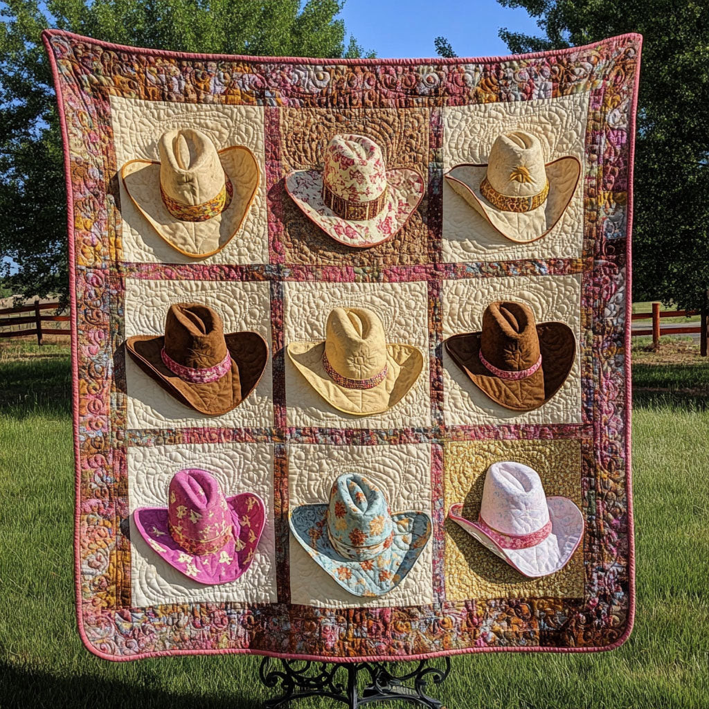 Colorful Cowboy Hats Quilted Blanket Christmas Holiday Best Gifts For Cowboys Colorful Cowboy Hats Quilted Blanket Christmas Holiday Best Gifts For Cowboys - Image 1